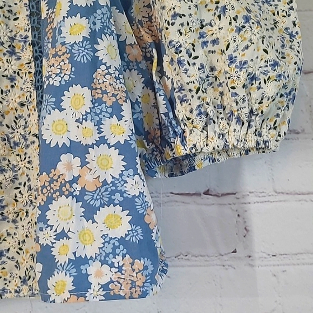 Anthropologie Solitaire Laura Peasant Floral Daisy Cottagecore Top Blouse Sz S - Picture 5 of 16